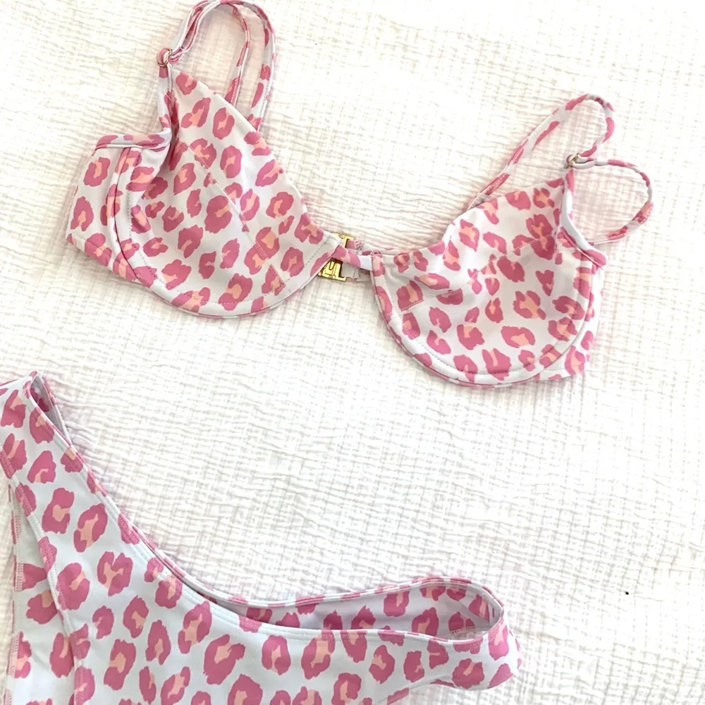 Bambia Leopard Pink Belle Bikini Top and Elle Bikini Bottoms